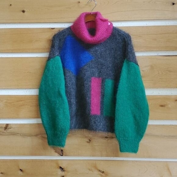 Vintage Handmade by Neva McIntosh Royal Mile Edinburgh Heavy Wool Sz L Sweater - Picture 1 of 9